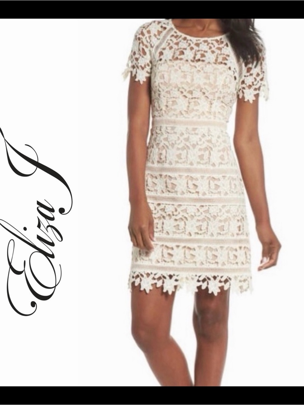 Eliza J Cream Lace Overlay Dress NWT Size 2